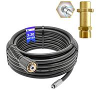 Tuyau de nettoyage de canalisations en rotin de 5 m pour nettoyeur haute pression M22 x 1,5 IG, compatible avec Kärcher, Kränzle, Bosch, Nilfisk (buse rigide, baïonnette en laiton)