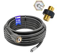 Tuyau de nettoyage de canalisations en rotin de 5 m pour nettoyeur haute pression M22 x 1,5 IG compatible avec Kärcher, Kränzle, Bosch, Nilfisk (buse rigide, raccord M22 AG)