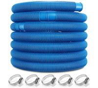 Tuyau de Piscine 10m Ø38mm Bleu Flexible avec Manchons de séparation Tuyau pour Pompe Tuyau Eau arrosage Bassin