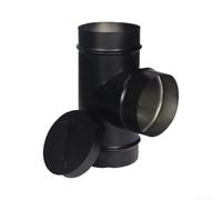 Tuyau de poêle 3 voies acier inoxydable - Conduit pour cheminée pour bois avec régulateur tirage et capuchon - Résistant haute température pour foyer encastré 100mm(125)
