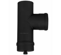 Tuyau de poêle à granulés en acier de 1,2 mm de diamètre - Avec couvercle de nettoyage - Pour poêle à granulés et feuillons, Senotherm - Noir