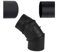 Tuyau de Poêle Coudé Noir Ø 180 mm - Réglable 0-90° - avec Trappe de Révision/Porte de Nettoyage - Tube en Acier 2 mm - Coude de Conduit de Fumée Pivotant - pour Poêle à Bois/Granulés/Cheminée