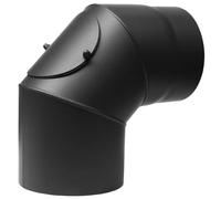 Tuyau de poêle/tuyau de fumée - Diamètre : 120 mm - Éléments de longueur/coudes différentes versions (coude 90° rigide avec révision - Diamètre 120 mm)