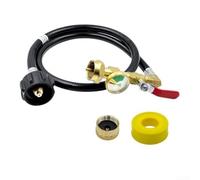 Tuyau de recharge en laiton compatible avec QCC, 0,9 m avec sangle de jauge de préchauffage et capuchon de protection pour équipement à gaz portable (0,9 m)