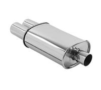 Tuyau de Silencieux D'échappement de Voiture, Embout à Double Silencieux Entrée Double Sortie 63 Mm / 2,5 Pouces Modification Universelle Polie en Acier Inoxydable