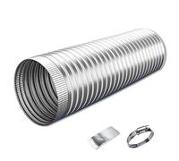 Tuyau de Ventilation Semi-rigide 3 m, Tuyau d'Evacuation Aluminium Ignifuge, Conduit d'Air pour Sèche-linge, Hotte de Cuisine et Ventilateur d'Extraction(50mm(2in))