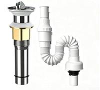 Tuyau de vidange de lavabo, 1,5 m extensible en PVC avec coude en S | Design multicouche anti-gravité anti-parfum, fermeture automatique en silicone pour salle de bain et cuisine