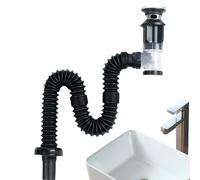 Tuyau de vidange de lavabo en ABS - Tube désodorisant - Design horizontal - Kit de plomberie anti-odeurs - Accessoire d'évier de salle de bain pour un débit d'eau efficace et un nettoyage domestique