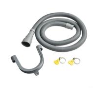 Tuyau de vidange de machine à laver de 2,5 m avec extrémité à 90 degrés - Kit d'extension de tuyau d'évacuation pour lave-vaisselle et sèche-linge - Tube flexible en polypropylène gris