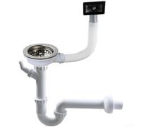 Tuyau de vidange d'évier de cuisine avec siphon coudé en U, kit de tuyau d'évacuation anti-odeur blanc 114 mm pour lave-vaisselle et machine à laver, PP PVC et acier inoxydable 304