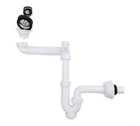 Tuyau de vidange d'évier en acier inoxydable, siphon coudé en U de 32 mm avec couvercle en PVC, prévention des odeurs pour lavabo, installation de plomberie pour projets de rénovation et