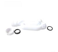 Tuyau de vidange d'évier en polypropylène - Coude en S - Blanc - Débit d'eau efficace - Anti-odeur - Siphon d'eau intégré - Joints d'étanchéité étanches - Convient aux drains de sol de lavabo de 32 mm