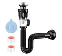 Tuyau de vidange d'évier en silicone flexible, kit de vidange d'évier de salle de bain, tuyau de siphon en P, siphon de plomberie à installation rapide | Tube d'extension universel anti-odeurs pour