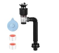 Tuyau de vidange d'évier en silicone flexible, kit de vidange d'évier de salle de bain, tuyau de siphon en P, siphon de plomberie à installation rapide | Tube d'extension universel anti-odeurs pour