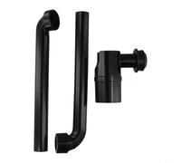 Tuyau de vidange d'évier fabriqué à partir de polypropylène et de plastique d'ingénierie avec siphon en P réglable pour contrôle G1 6,35 mm raccord fileté (noir)