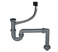 Tuyau de vidange d'évier moderne en polypropylène avec bouchon anti-odeurs, longueur réglable pour une installation facile sans outils, tuyau de siphon gris robuste pour réservoir simple de cuisine