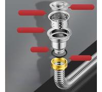 Tuyau de vidange en acier inoxydable compatible avec les éviers de cuisine standard fabriqué à partir de matériau de qualité 304 avec des caractéristiques anti-et imperméables (F)