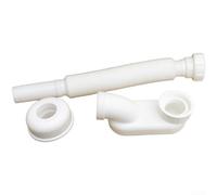 Tuyau de vidange extensible en PVC réglable blanc/gris anti-odeur avec raccord coudé et bouchon pour rénovation de salle de bain (blanc)