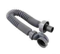 Tuyau de vidange flexible à profil bas pour baignoire et douche - Siphon en P réglable - Joint d'étanchéité pour installation de baignoire autoportante - Gris - 90 cm