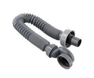Tuyau de vidange flexible gris de 90 cm à profil bas pour douche - Tube d'évacuation en polypropylène durable avec joint d'eau pour baignoire autoportante et camping-car
