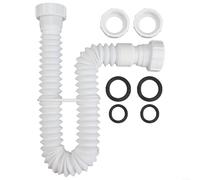 Tuyau de vidange flexible pour évier, siphon en P avec adaptateur, tuyau ondulé extensible de 20 à 80 cm, pour cuisine, salle de bain, camping-car, kit de vidange en plastique étanche avec anneaux