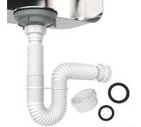 Tuyau de vidange ondulé flexible avec siphon en P et adaptateur pour déchets de 1-1/2 et 1-1/4 et raccords de vidange d'évier standard