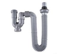 Tuyau de vidange pour évier de salle de bain Siphon en forme de U Matériau ABS Ouverture Nettoyage Trappe Prévention Blocage Réglable Design en forme de S Installation facile Lavabo essentiel (gris)