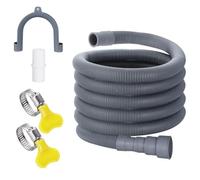 Tuyau de vidange pour machine à laver - Tuyau de lave-vaisselle en PVC ondulé de 4,9 pieds, robuste | Comprend 1 adaptateur, 2 pinces, 1 support coudé en U, un de remplacement Flexible et Durabl