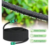 Tuyau d'eau perforé en caoutchouc PE noir de 30/50/100 m, micro-poreux irrégulier, pour irrigation de jardin, enterré Black