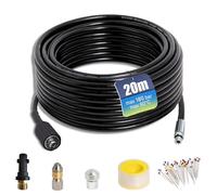 Tuyau Déboucheur Canalisation 20 m, 400 bar 60 °C, Accessoire de Nettoyeur Haute Pression Compatible avec Kärcher K2 K3 K4 K5 K6 K7, avec Adaptateur et Buses Rigides + Rotatives