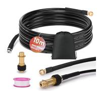 Tuyau Déboucheur Canalisation Haute Pression 10m Compatible avec K2-K7 | avec M22 Adapter, 4 Jets Buses, 180bar 60°C Kit Furet Tuyau de Vidange pour Nettoyeur Haute Pression Compatible avec Kärcher
