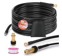 Tuyau Déboucheur Canalisation Haute Pression 15m Compatible avec K2-K7 | avec M22 Adapter, 4 Jets Buses, 180bar 60°C Kit Furet Tuyau de Vidange pour Nettoyeur Haute Pression Compatible avec Kärcher