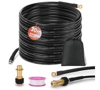 Tuyau Déboucheur Canalisation Haute Pression 30m Compatible avec K2-K7 | avec M22 Adapter, 4 Jets Buses, 180bar 60°C Kit Furet Tuyau de Vidange pour Nettoyeur Haute Pression Compatible avec Kärcher