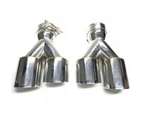 Tuyau D'Échappement 1 Paire 63MM-89MM Double Couche En Acier Inoxydable 1 À 2 Double Tuyau D'échappement Silencieux Universel Voiture Pointe Tuyaux Embout Pot D’Échappement(57MM IN-89MM OUT)