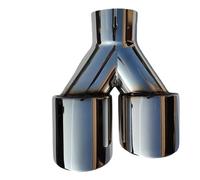 Tuyau D'échappement 1 Silencieux D'échappement Universel Acier Inoxydable Voiture Longueur Y Double Sortie Embout Brillant En Sergé Tubulure D'échappement(63.5mm-76mm-Right)