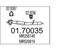 Tuyau d'échappement arrière pour silencieux final 01.70035 MTS pour MITSUBISHI