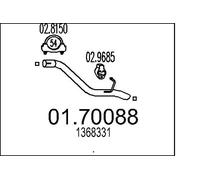 Tuyau d'échappement arrière pour silencieux final 01.70088 MTS pour FORD