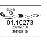 Tuyau d'échappement avant pour silencieux au milieu 01.10273 MTS pour HYUNDAI