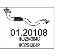 Tuyau d'échappement avant pour silencieux au milieu 01.20108 MTS pour VW SEAT