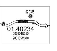 Tuyau d'échappement avant pour silencieux au milieu 01.40234 MTS pour NISSAN