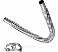 Tuyau d'Échappement de Réchauffeur d'Air Inoxydable 60cm - 2 Pinces - 25mm - Tube Rond pour Grille d'Aération - Tuyau d'Event de Gaz Silence Portable pour Voiture, Camion, Bateau