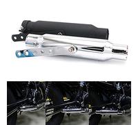Tuyau d'échappement de silencieux de moto 12 pouces pour Bobber Cruiser Chopper Café Racer Scooter Offroad (Noir)