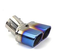 tuyau d'échappement de voiture Embout carré universel pour un changement deux doubles 60MM 75MM échappement de voiture en acier inoxydable pour tuyau silencieux queue pour(Bending blue 60MM)