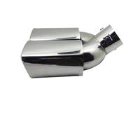 Tuyau d'Échappement Embout de silencieux arrière universel à double sortie en acier inoxydable Tube d'échappement à bouche carrée 60mm(Silver Curved)