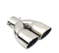 Tuyau d'échappement Embout de sortie de silencieux d'échappement en acier inoxydable, un changement, deux sorties doubles, diamètre intérieur 60 mm/75 mm Embout de silencieux(A straight silver 60MM)