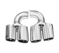 Tuyau d'Échappement Embout D'échappement Voiture Quadruple Pour 2011-2014 Pour Cayenne Pour 958 Embout Silencieux Embout Tuyau Réglage Du Système D'échappement(Silver Long)