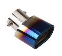 Tuyau D'échappement Embout Silencieux D'échappement Carré Universel 63 Mm pour Voiture Garniture Tuyau Doublure D'échappement Arrière Voiture Modifiée Bleu Grillé Double Extrémité Conseils(Curved)