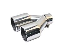 tuyau d'échappement Embout Silencieux D'échappement Universel Double Bou ord Plat Double Brillant Acier Inoxydable Pour Voiture 1 Pièce(63-89mm)