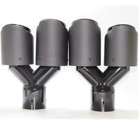 tuyau d'échappement Embout Silencieux En Fiber Carbone Mat, 2 Pièces, Forme Y, Double Sortie, Buse, Décoration Universelle, Acier Inoxydable, Noir(48MM IN 101MM OUT)