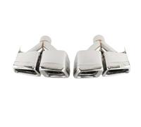 Tuyau D'échappement Pour Benz Classe C W204 Classe E W212 Tuyau D'échappement Mise À Niveau Pour AMG 63 Bouche Carrée Rectangulaire Silencieux Sorties Extrémité Arrière(Y silver)